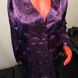 Private Luxuries - Purple Satin-like Pajama Set - Size Medium (10/12)
